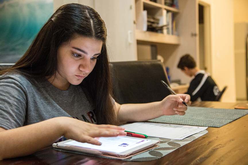 Teenage girl studying